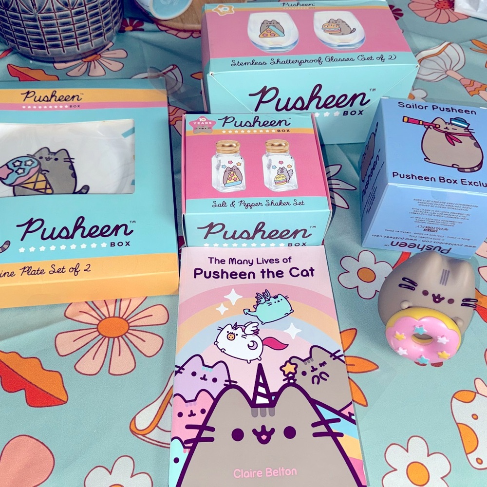 Pusheen Bundle: cups, plates , salt & pepper shaker and 2 vinyl figures